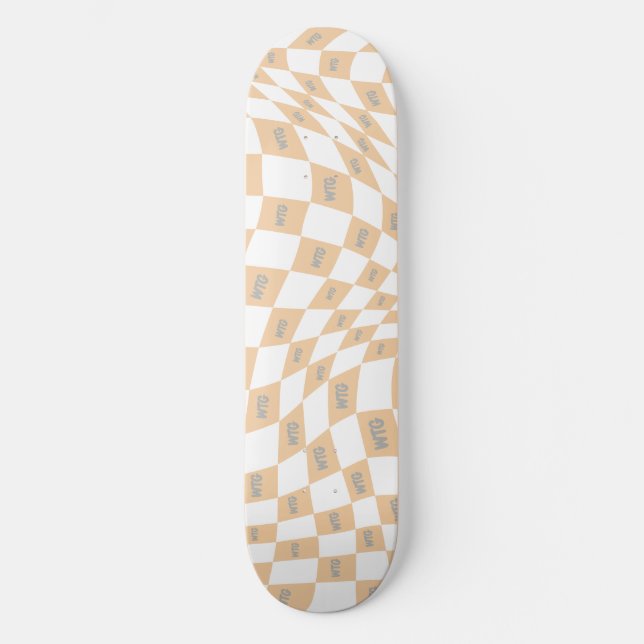 Modernes Retro-Design in beige und grau Skateboard (Vorderseite)
