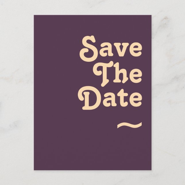 Modernes Retro | Dunkel Save the Date Lila Einladungspostkarte (Vorderseite)