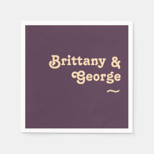 Modernes Retro   Dunkle Lila Hochzeit Napkins Serviette