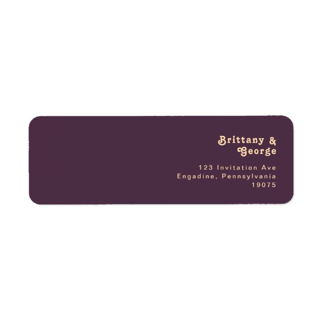 Modernes Retro | Dunkle Lila Rücksendeadresse (Vorne)