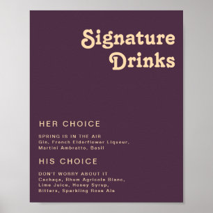 Modernes Retro   Dunkle Lila Signaturtränke Unters Poster