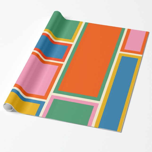 Modernes Retro-Farbiges Minimalistisch geometrisch Geschenkpapier (Ungerollt)