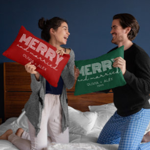 Modernes Retro Frohe und Verheiratete Weihnachten Lendenkissen