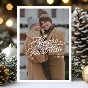 Modernes Retro Frohe Weihnachten Foto Sterne Skrip