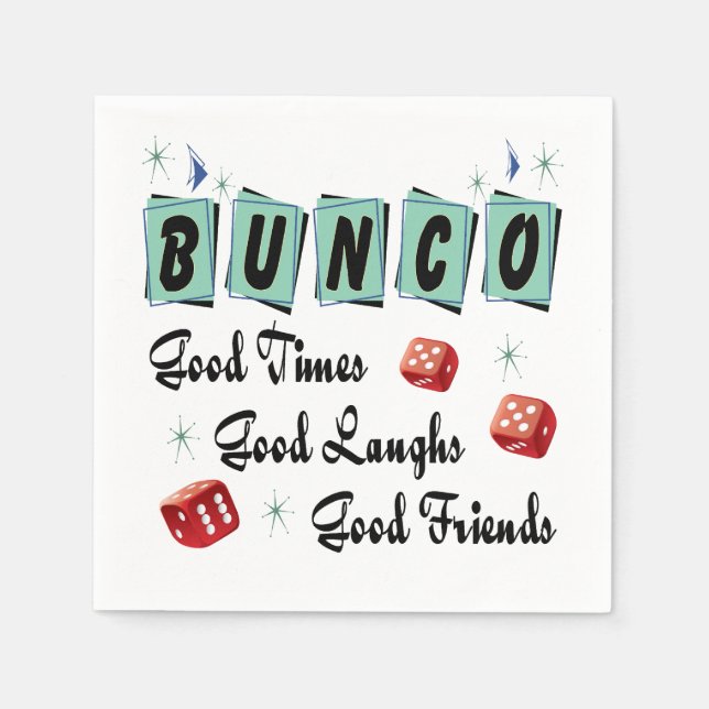 Modernes Retro Good Friends Bunco Serviette (Vorderseite)