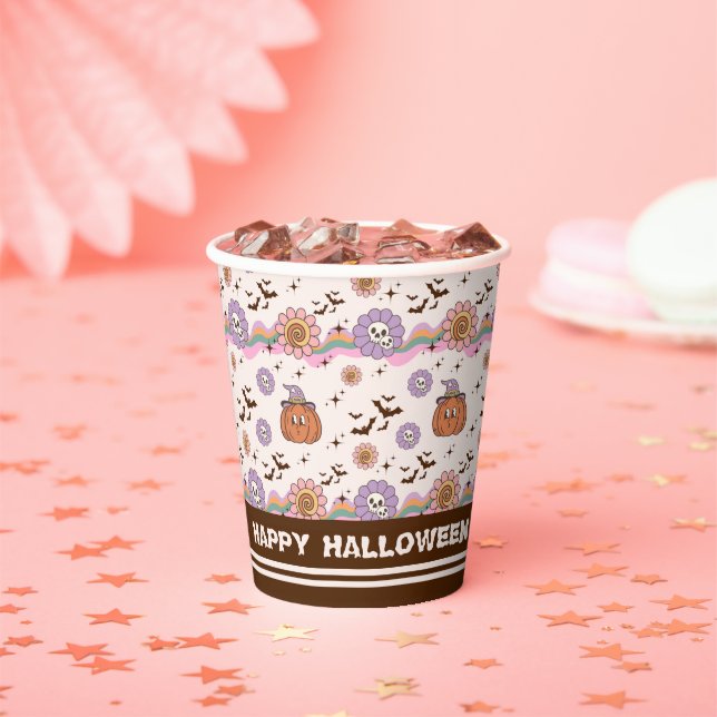 Modernes Retro Groovy Fun Halloween Pappbecher (Insitu)