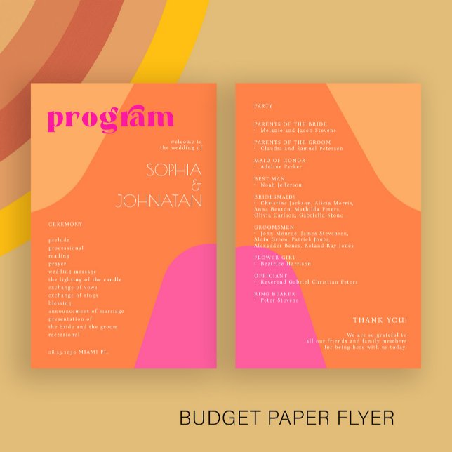 Modernes Retro-Hochzeitsprogramm Flyer (Von Creator hochgeladen)