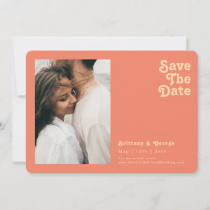 Modernes Retro   Horizontales Foto mit abgerundete Save The Date