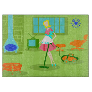 Modernes Retro Housefrau Schneidebrett aus dem Mit