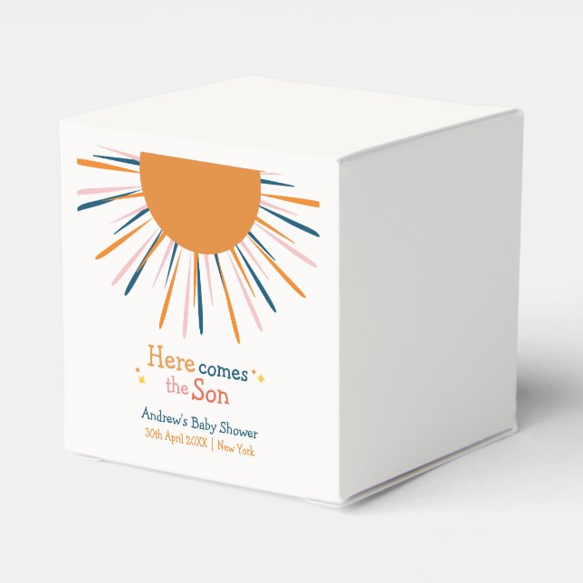 Modernes Retro kommt hier mit der Son Baby Dusche Geschenkschachtel (Rückseite)