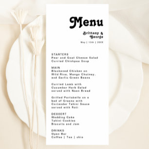 Modernes Retro Lettering-Dinner-Menü Menükarte