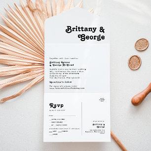 Modernes Retro Letting Siegel und Senden All In One Einladung