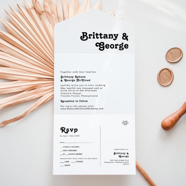 Modernes Retro Letting Siegel und Senden All In One Einladung (Von Creator hochgeladen)