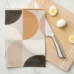 Modernes Retro-Muster aus dem Mittelalter - braune Geschirrtuch<br><div class="desc">Retro Mitte des Jahrhunderts moderne Muster - abstrakte geometrische Formen - minimalistische Muster in Erdtönen - Braun,  Beige,  Weiß,  Terrakotta.</div>