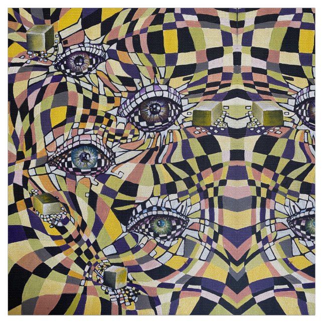 Modernes Retro Oculus 80er 90er Artwork Stoff (Muster)