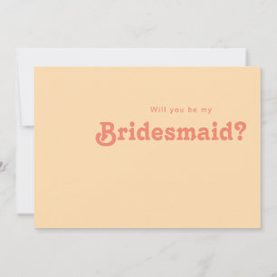 Modernes Retro Orange Bridesmaid Vorschlagskarte Einladung