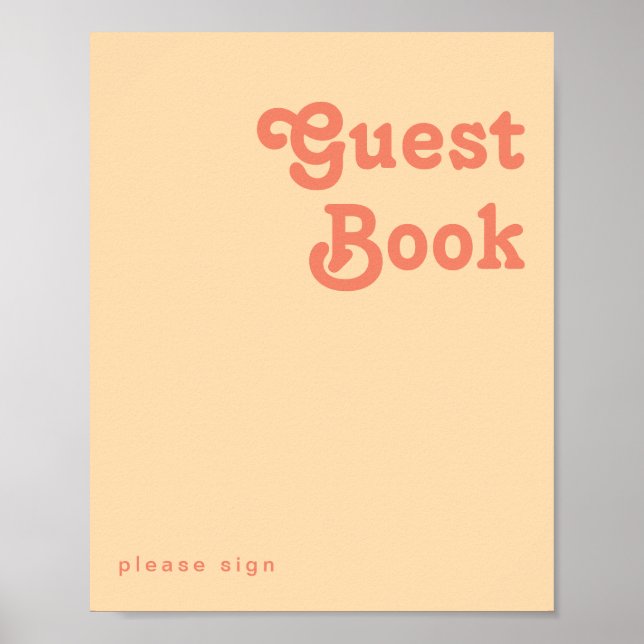 Modernes Retro | Orange Cream Guest Book Sign Poster (Vorne)