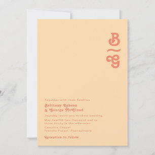 Modernes Retro   Orange Cream Monogram Wedding Einladung
