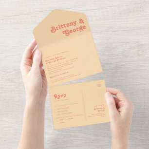 Modernes Retro   Orange Cream Siegel und Senden All In One Einladung