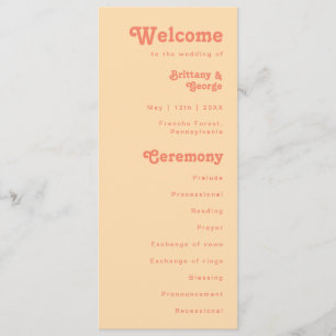 Modernes Retro   Orange Cream Wedding Program Programm