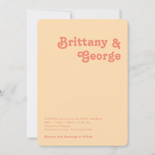 Modernes Retro Orange Lässig Rounded Edges Weddi Einladung