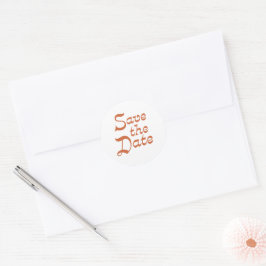 Modernes Retro Orange Save the Date Umschlag Runder Aufkleber
