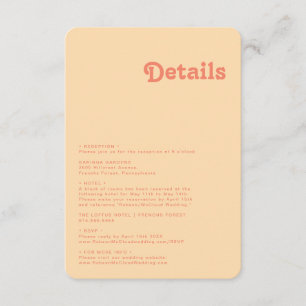 Modernes Retro   Orangefarbene Cremedetails abgeru Begleitkarte
