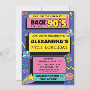 Modernes Retro-Party zum 74. Geburtstag Einladung