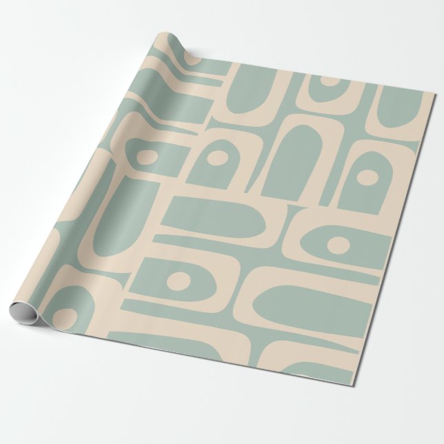 Modernes Retro Piquet Light Celadon Blue Geschenkpapier (Ungerollt)