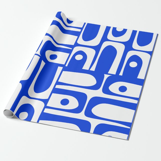 Modernes Retro Piquet Royal Blue Pattern Mitte des Geschenkpapier (Ungerollt)