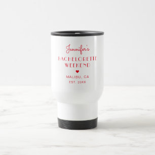 Modernes Retro Red Bachelorette Personalisiert Reisebecher