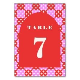 Modernes Retro Rosa Tabelle 7 aus dem Mittelalter Tischnummer