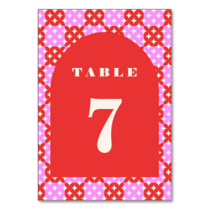 Modernes Retro Rosa Tabelle 7 aus dem Mittelalter Tischnummer