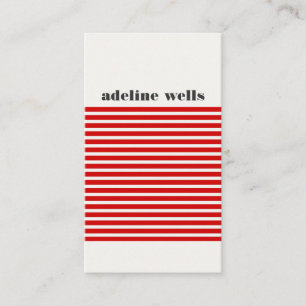 Modernes Retro Rot und Weiß Streifen Visitenkarte