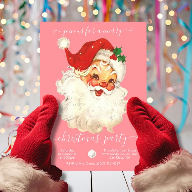 Modernes Retro Santa Merry Weihnachts Party Einlad Einladung (Von Creator hochgeladen)
