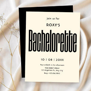 Modernes Retro-Schwarz-Weiß-Bachelorett Einladung