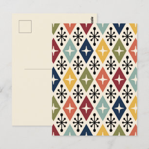 Modernes Retro-Sternexplosion-Muster des Mittelalt Postkarte