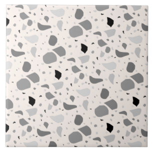 Modernes Retro Terrazzo Monochrome Muster Fliese