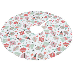 Modernes Retro-Urlaubsmuster aus dem Mittelalter Polyester Weihnachtsbaumdecke