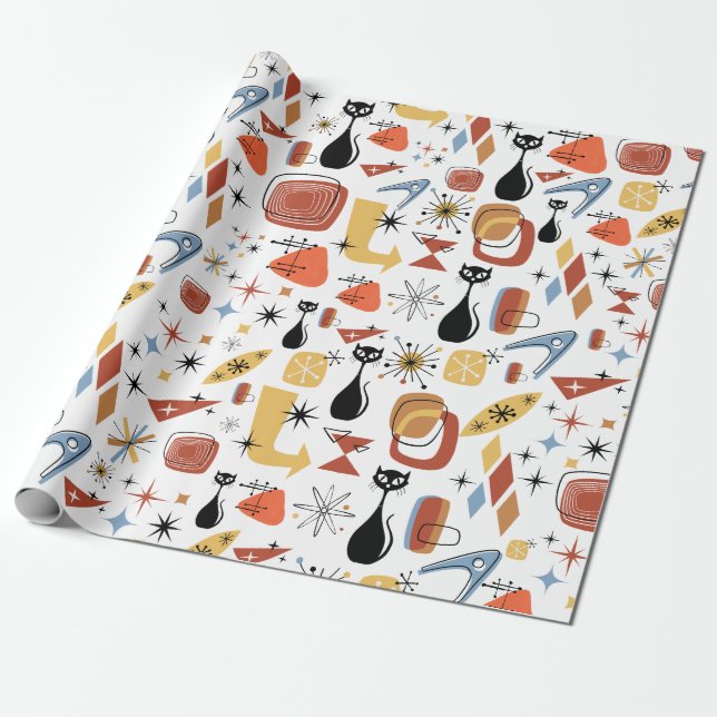 Modernes Retro-Vintages Geschenkstück Mitte des Ja Geschenkpapier (Ungerollt)