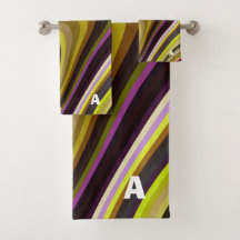 Modernes Retro Wave Monogram grün Lila braun