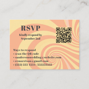 Modernes Retro Wedding RSVP Online QR Code Foto Begleitkarte