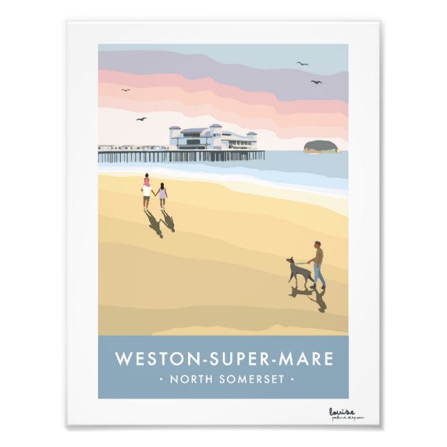 Modernes Retro-Weston-Super-Mare-Poster Fotodruck (Vorne)