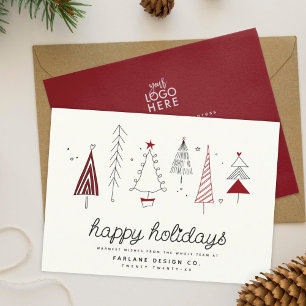 Modernes Retro Whimsical Little Tree Business Logo Feiertagskarte