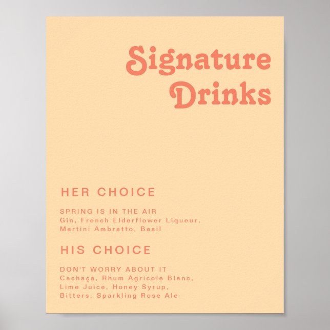 Modernes Retro | Zeichen für orangefarbene Creme G Poster (Vorne)