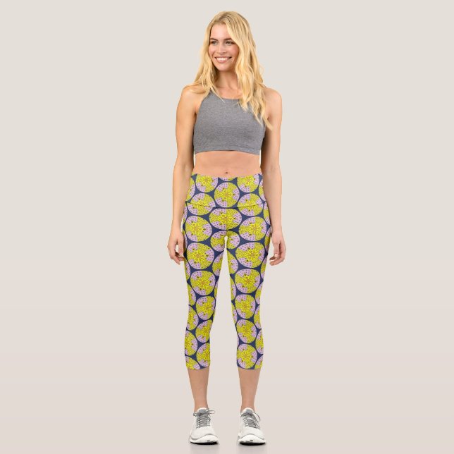 Modernes Retromuster, Kreismuster Capri Leggings (Vorderseite)