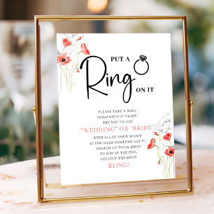 Modernes Ring Game Floral Brautparty Game Sign Poster