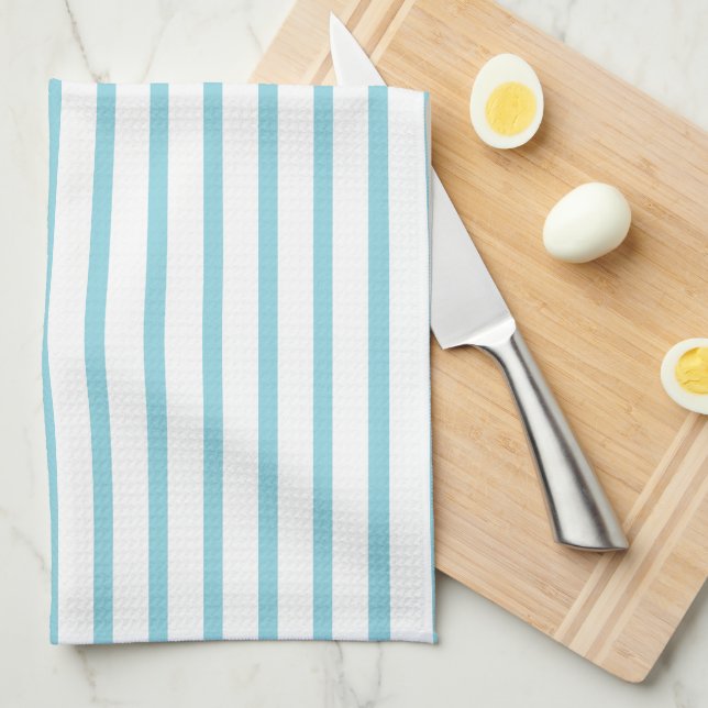 Modernes Robin Egg Blue Strip Küchentuch (Viertel Falte)