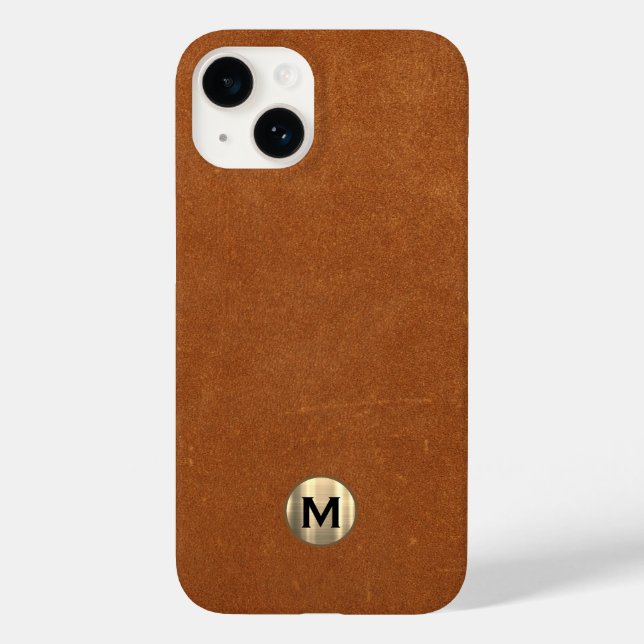 Modernes, robustes Gold Monogramm aus Segelleder Case-Mate iPhone Hülle (Rückseite)
