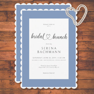 Modernes Romantisches Blue & White Bridal Brunch Einladung